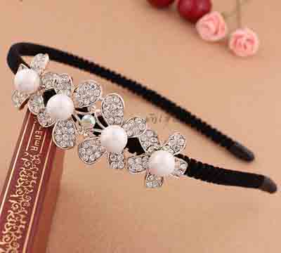 地球最低价韩版细镶钻珍珠发箍 头箍韩国 水钻简约甜美发卡
