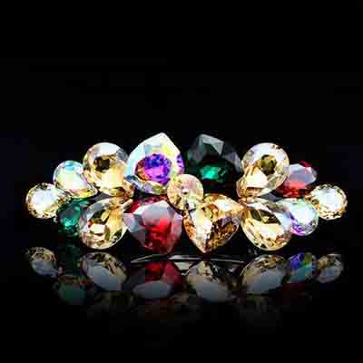  韩国手工马尾弹簧夹发夹头饰水钻水晶顶夹一字夹子