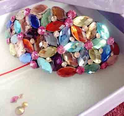  韩国手工马尾弹簧夹发夹头饰水钻水晶顶夹一字夹子