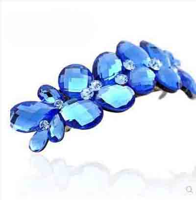 韩国手工马尾弹簧夹发夹头饰水钻水晶顶夹一字夹子