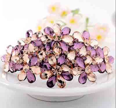 韩国手工马尾弹簧夹发夹头饰水钻水晶顶夹一字夹子