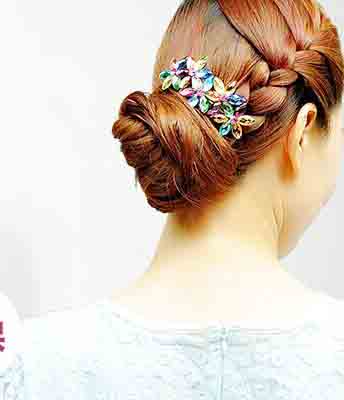 韩国手工马尾弹簧夹发夹头饰水钻水晶顶夹一字夹子