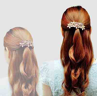 韩国手工马尾弹簧夹发夹头饰水钻水晶顶夹一字夹子