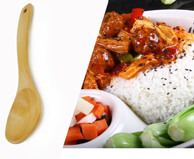 大号实木制曲柄汤勺子