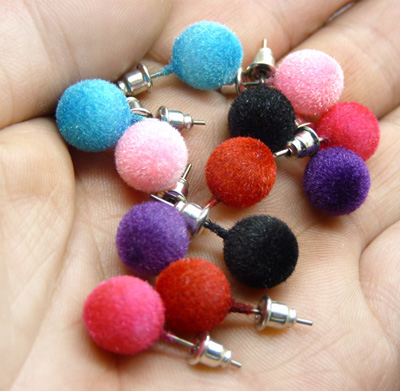 1号气质款佩戴绒毛珍珠耳钉明星款耳环多色	