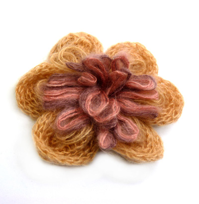 毛线山茶花款插式长针西服胸花	