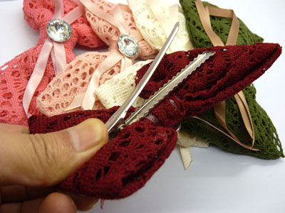 新款热卖布艺蝴蝶结发夹 弹簧夹厂家批发