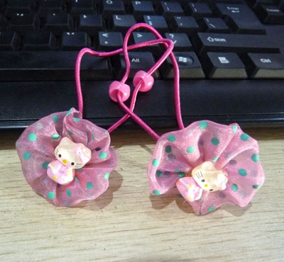 小女孩 发扎 公仔彩色AB点点卡通皮筋