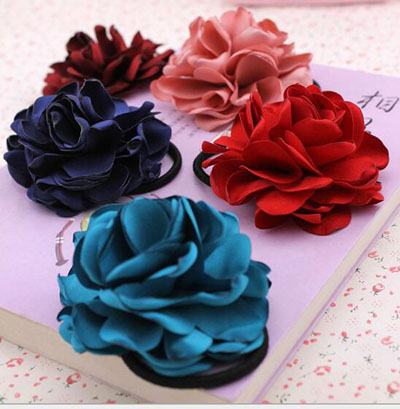 时尚百搭布艺发饰仿真花朵皮筋