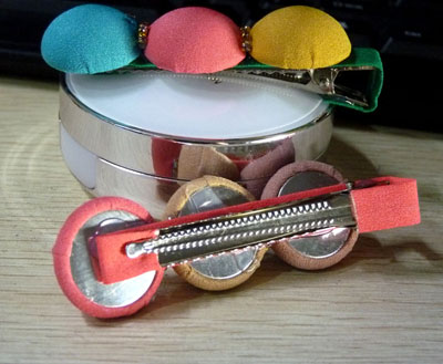 韩版可爱布艺圆形吊钻压夹