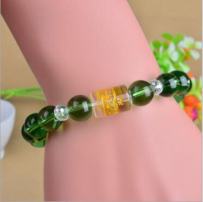 厂家供应10mm 玻璃仿玛瑙手链 六字真言手串