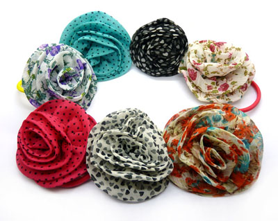 多色雪纺花朵童头绳 发圈 头花