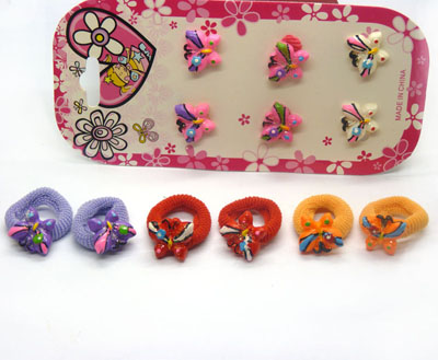 6只装卡通 塑胶 头扣 皮筋 发圈