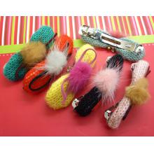 儿童发夹单球绒球压夹（混色）