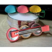 韩版可爱布艺圆形吊钻压夹