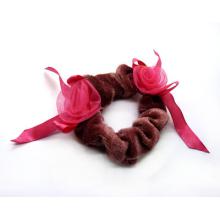  绒布花朵花环头饰 